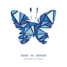 Vector abstract ice chrystals butterfly silhouette pattern frame N2