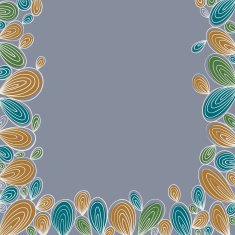 Floral bright hand drawn curly framing on grey background