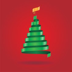 Christmas card with ribbon tree Vector
