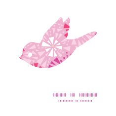 Vector pink abstract triangles bird silhouette pattern frame N2