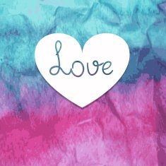 Vector Valentine's Greeting Card with Heart on watercolor winter background N2