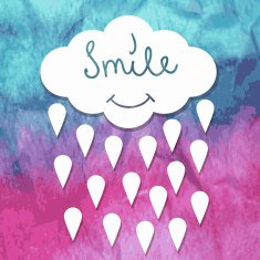 Illustration with Smiling Cloud and Rain Drops