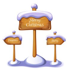 Christmas sign boards set on winter background