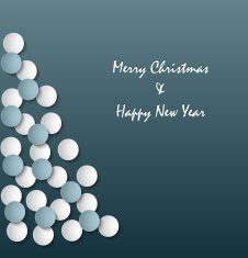 Christmas card with abstract tree on blue background