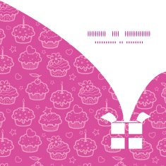 Vector colorful cupcake party Christmas gift box silhouette pattern frame N2