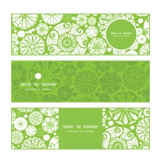 Vector abstract green and white circles horizontal banners set pattern N2