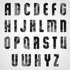 Black and white dotty graphic upper case letters industrial N2