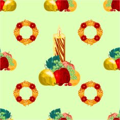 Seamless texture christmas candle with fruit vector