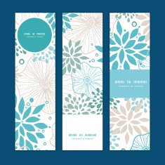 Vector blue and gray plants vertical banners set pattern background