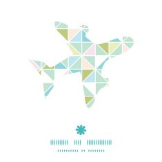 Vector colorful pastel triangle texture airplane silhouette pattern frame N2
