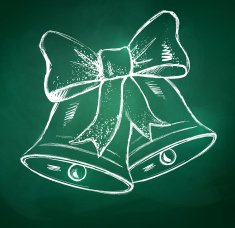 Chalkboard drawing of Christmas bells N2