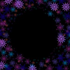 Rectangular frame with colorful small snowflakes