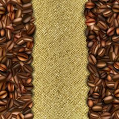 Burlap background with coffee beans N2