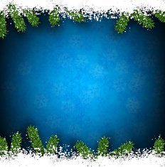 Fir and snow christmas frame N2