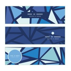 Vector abstract ice chrystals horizontal banners set pattern background N2