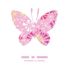 Vector pink abstract triangles butterfly silhouette pattern frame N2