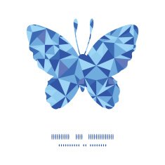 Vector blue triangle texture butterfly silhouette pattern frame N2