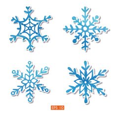Watercolor snowflakes stickers set N2