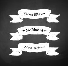 Chalkboard set of ribbon banners N2