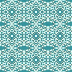 turquoise pattern with petals and swirls N2