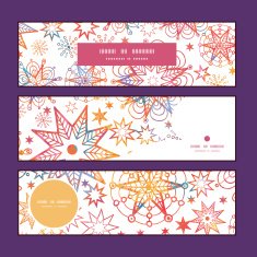 Vector textured christmas stars horizontal banners set pattern background