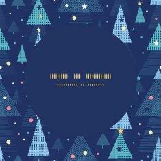 Vector abstract holiday christmas trees frame seamless pattern background N2