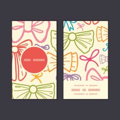 Vector colorful bows vertical round frame pattern business cards set N2