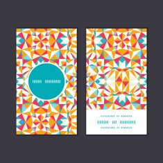 Vector colorful triangle texture vertical round frame pattern business cards