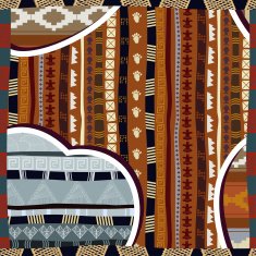 Seamless pattern in African style with a heart N2