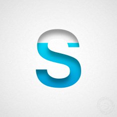Alphabet S Design - Blue Letter on Watercolor Paper