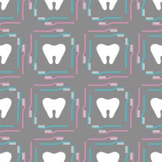 Seamless pattern of tooth brushes and teeth