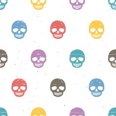 Vintage sugar skulls Seamless pattern on white background