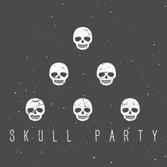 Vintage chalk skulls on dark background