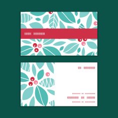 Vector christmas holly berries horizontal stripe frame pattern business cards