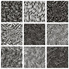 Hand drawn doddle seamless patterns set