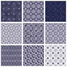 Geometric and monochrome seamless vintage tiles set with aged te