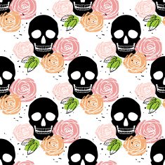 Floral skull seamless pattern