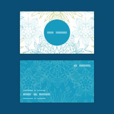 Vector abstract plants mandalas horizontal round frame pattern business cards N2