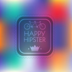 Hipster blur retro vintage label background with bicycle and crown