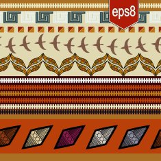 Seamless texture with ethnic elements birds and leaves