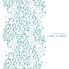 Vector blue abstract swirls vertical frame seamless pattern background N2