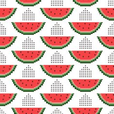 Seamless pattern of pixel watermelons