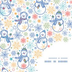 Vector cute snowmen frame corner pattern background