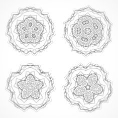 set of abstract gray floral pattern icon N3
