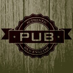 Vintage Pub Label on Aged Wood