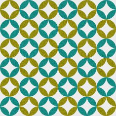 Seamless 60's inspired geometric circle and star pattern on paper