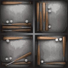vector baseball on metal wall N3