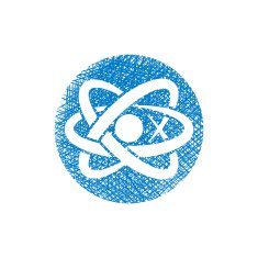Atom part vector icon with hand drawn lines texture
