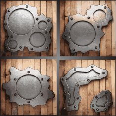 Vector metal and wood background set N21