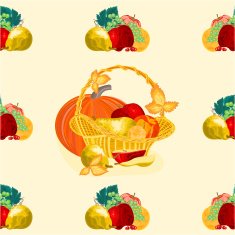 Seamless texture fruit basket vector